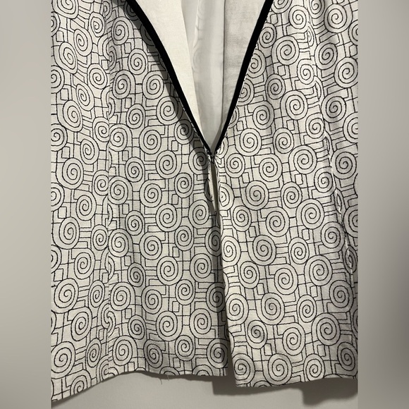 Rafael Y2K Black & White Linen Blend Open Front Jacket – Size 14 - Picture 5 of 10